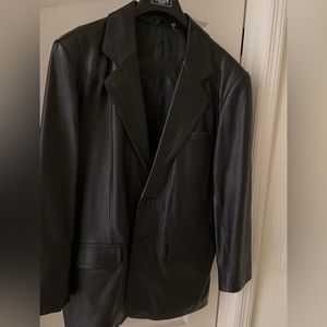 Roundtree And Yorke Men’s Black Lambskin Genuine Leather Sport Coat Size Large